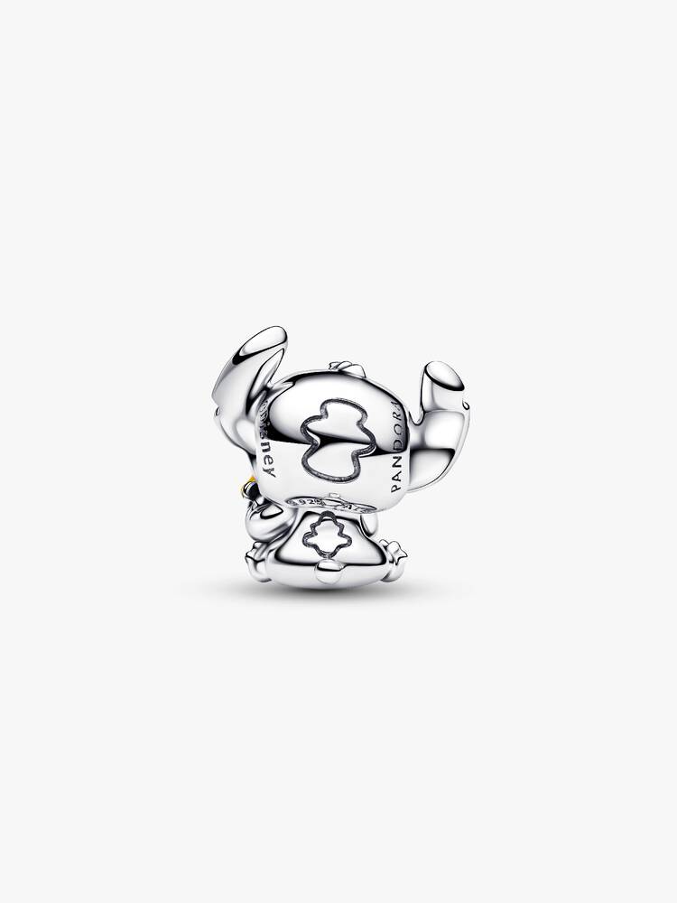 Pandora Disney Stitch berlock 794554C01 i vinkel – busigt blinkande öga i sterlingsilver