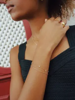 Syster P Celestia Bracelet Gold och Sheer Station Bracelet – guldarmband kombination