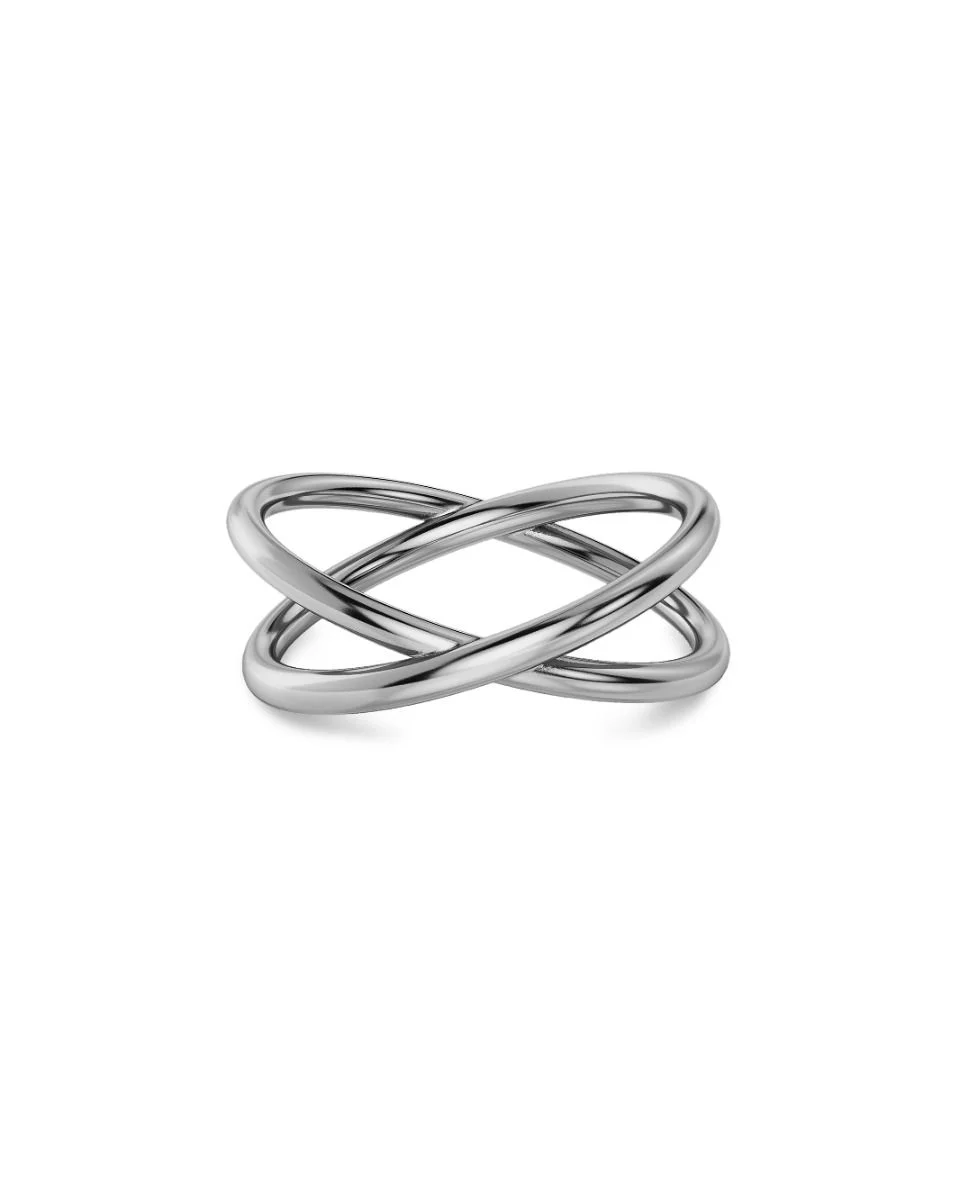 Edblad Alexa Ring S Silver i vinkel – skulptural silverring rostfritt stål