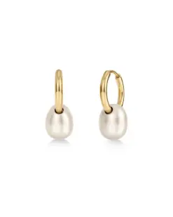 Breeze Hoops S Gold från Edblad med sötvattenspärlor och 14K guldplätering