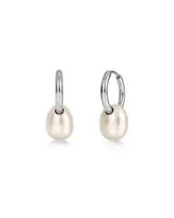 Breeze Hoops S Silver från Edblad med sötvattenspärlor i blank silverfinish