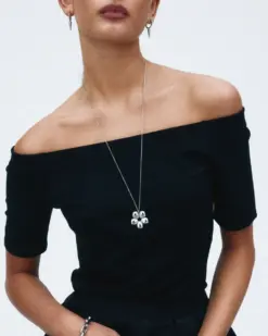 Silverhalsband med blomdesign stor modell från Edblad