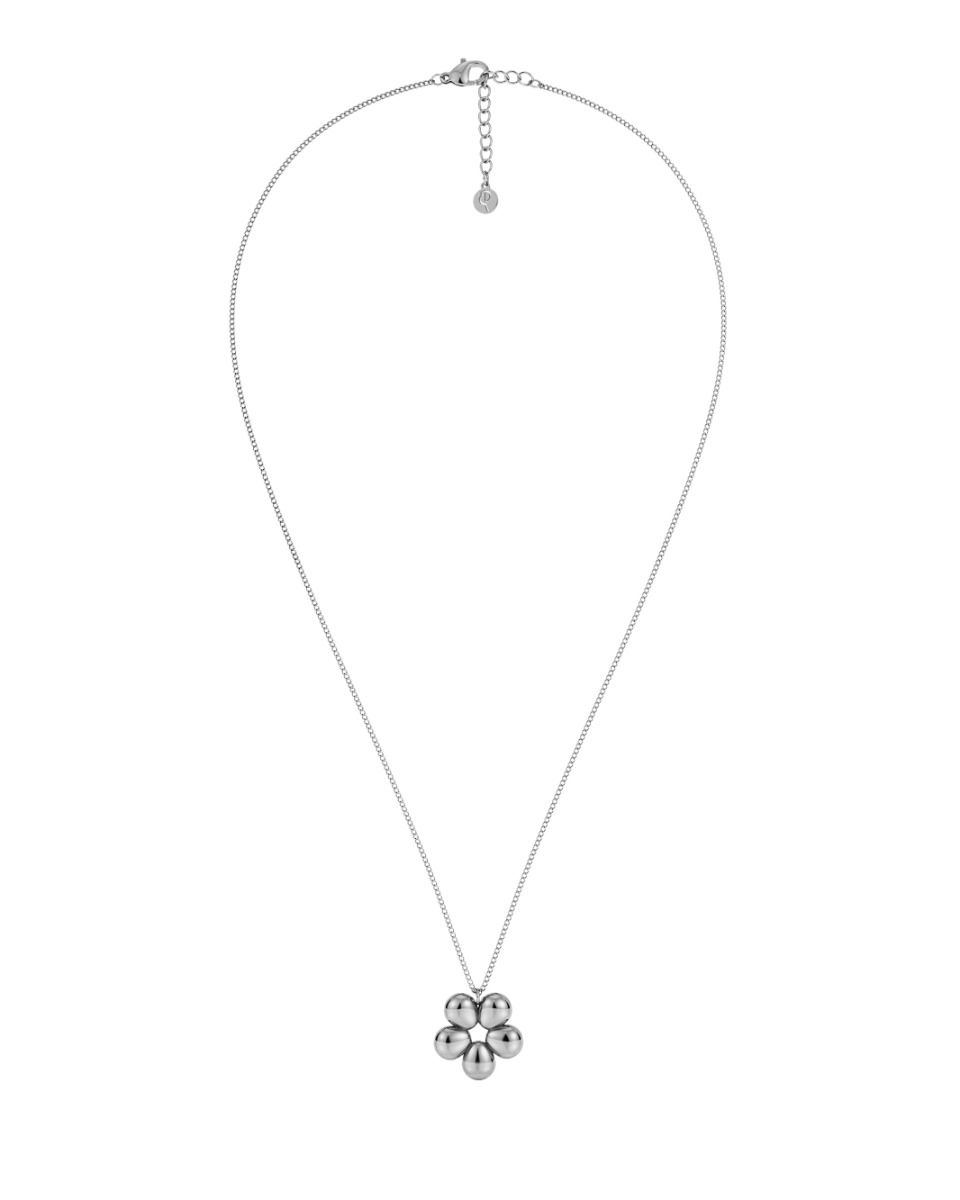 Halsband med större blomformad detalj i silver från Edblad