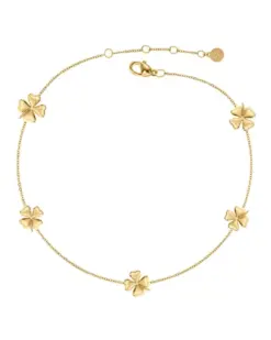 Edblad Lucky Mini Anklet Multi Gold – fotlänk med fyrklöver i 14K guldplätering