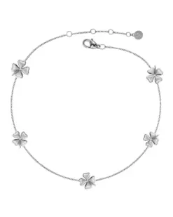 Edblad Lucky Mini Anklet Multi Silver – fotlänk med fyrklöver i rostfritt stål