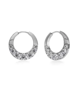 Edblad Monarch Hoops L Silver örhängen i rostfritt stål med kubisk zirkonia