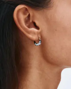 Edblad Monarch hoops S silver närbild på stenar och blank finish