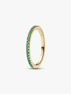 Pandora Glittrande Grön Halv Evighetsring i 14k guld med gröna kubisk zirkonia – 162999C03