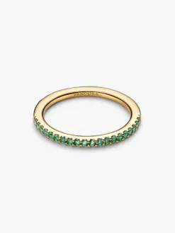 Pandora Timeless bandring grön guld 162999C03 – stapelbar ring med kubisk zirkonia studiobild