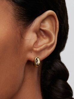 Pandora 264661C01 närbild – konvex C-form organiska stiftörhängen 14k roséguld Pandora Essence