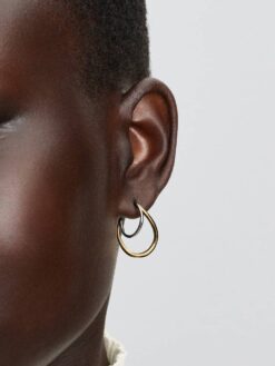 Pandora 264657C00 närbild – dubbla organiska hoops sterlingsilver varierad tjocklek