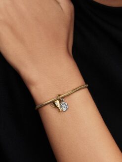 Pandora dubbel hängberlock trofé på modell Moments-armband – sport fotboll VM seger present 2026