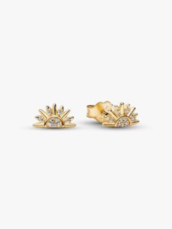 Pandora Himmelskt Glittrande Stiftörhängen i 14k guld med mikro-CZ solmotiv – 264627C01