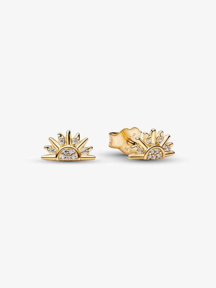 Pandora Himmelskt Glittrande Stiftörhängen i 14k guld med mikro-CZ solmotiv – 264627C01