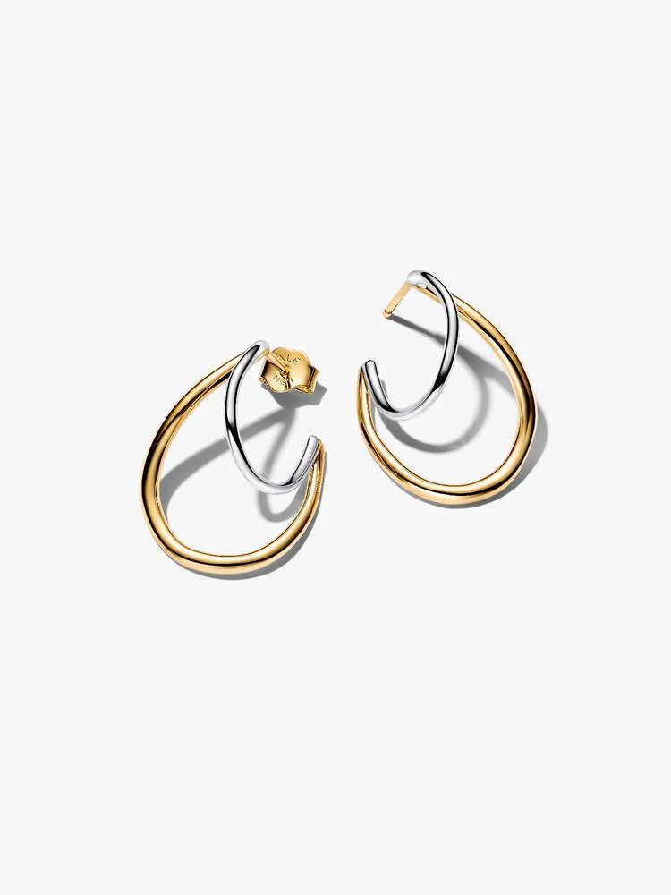 Pandora Organiskt Formade och Dubbla Hoops i sterlingsilver – asymmetriska creoler 264657C00