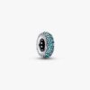 Mellanled med isblå sten Pandora sterlingsilver clipberlock silikonfäste isblå 791359C01