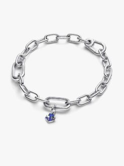 Närbild Pandora blått ankare miniberlock – imiterad lapis lazuli havsblå nyanser sterlingsilver