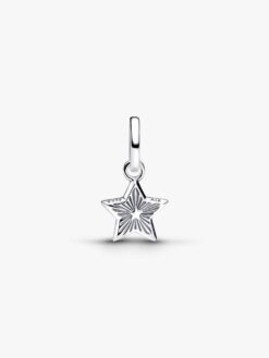 Baksida Pandora blå stjärna minihängberlock – konturerad stjärna sterlingsilver marin natt