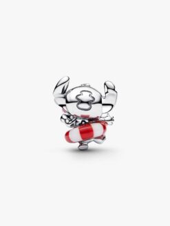 Närbild Pandora Stitch Summer Fun berlock – Muranoglas badring emaljerade solglasögon sommar detalj