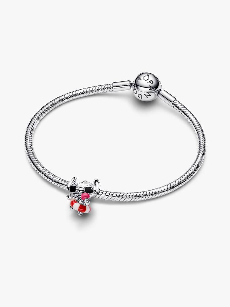 Pandora Stitch Summer Fun berlock sidovy – Muranoglas badring sterlingsilver Disney sommar 2026 Moments