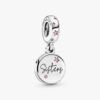 Systrar för Alltid Hängberlock Pandora sterlingsilver rosa kubisk zirkonia gravyr systerskap – 798012FPC