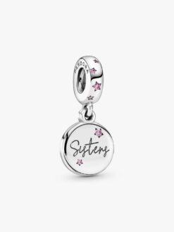 Systrar för Alltid Hängberlock Pandora sterlingsilver rosa kubisk zirkonia gravyr systerskap – 798012FPC