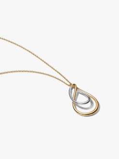 Pandora Tvåfärgat Hängsmycke och Halsband i sterlingsilver och 14k guld – organiska oval 364668C00