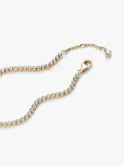 Pandora Gnistrande Tennisarmband 563927C01 – närbild lekfull hängsten lås 14k guld CZ