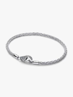 Pandora Skirt Berlockarmband med Glittrande Lås i sterlingsilver foxtail-kedja CZ – 594462C01