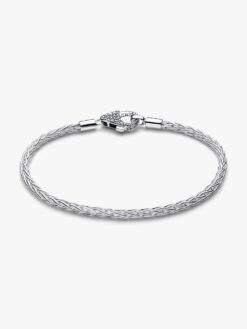 Pandora Moments berlockarmband foxtail sterlingsilver 594462C01 – glittrande pavé-lås studiobild